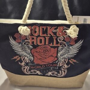 Rock & Roll Tote Bag with Rose Design NWTs
